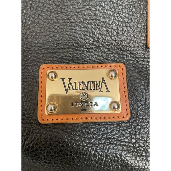 Valentina Shoulder Handbag Straps Black/Brown Genuine Leather Made In Italy - Picture 2 of 16